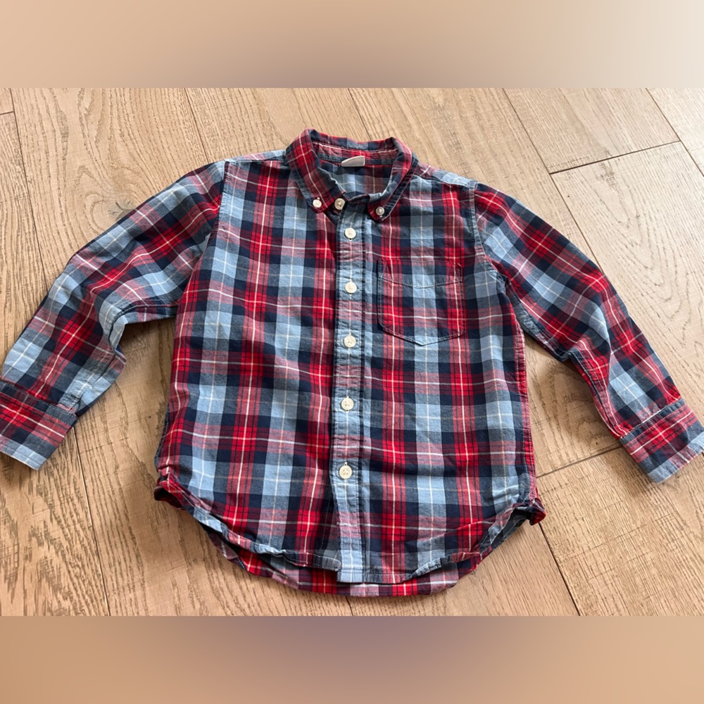 GAP Boys Red & Blue Plaid Button-Down Shirt size 4T